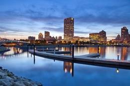Milwaukee at sunset from the water