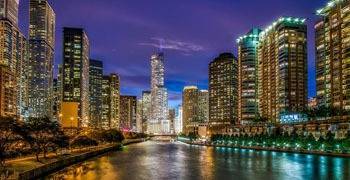 Chicago vista from the water in Illinois