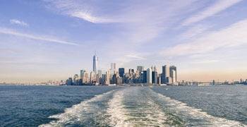 New York from far off in the water