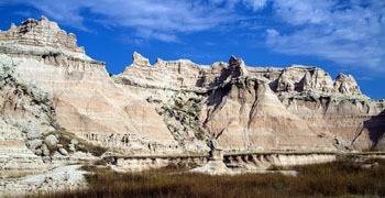 Famous badlands and mountains in North Dakota