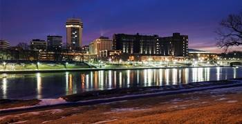 Downtown city in Kansas from the river