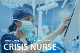 Busy nurse in emergency room interacting with medical device